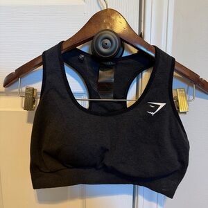 Gymshark Black Sports Bra with White Logo